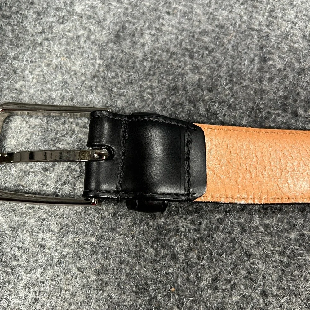 Lejon Black‎ Leather Belt Mens Size 42 Oil Tanned Harness Leather Silver Buckle